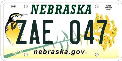 NE license plate ZAE047