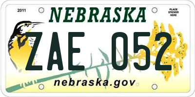 NE license plate ZAE052