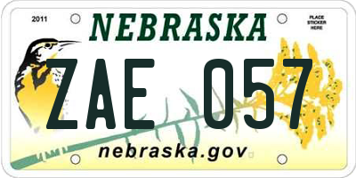 NE license plate ZAE057