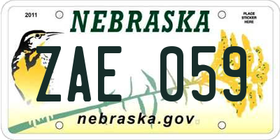 NE license plate ZAE059