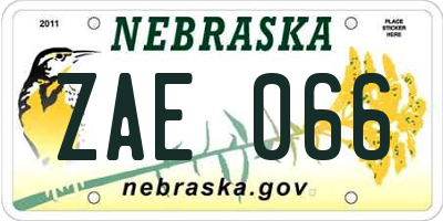NE license plate ZAE066