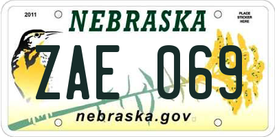 NE license plate ZAE069