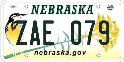 NE license plate ZAE079