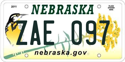 NE license plate ZAE097