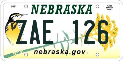 NE license plate ZAE126