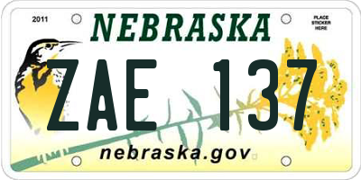 NE license plate ZAE137