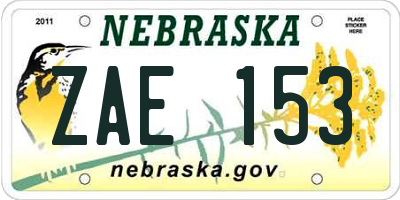 NE license plate ZAE153