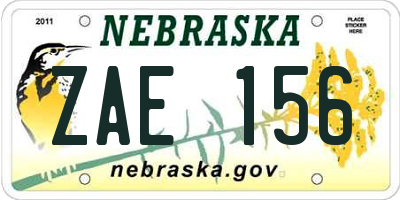 NE license plate ZAE156