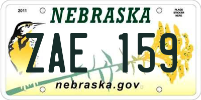 NE license plate ZAE159