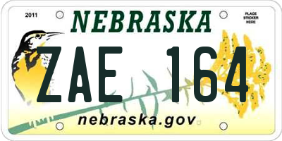NE license plate ZAE164