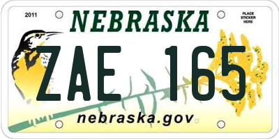 NE license plate ZAE165