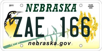 NE license plate ZAE166