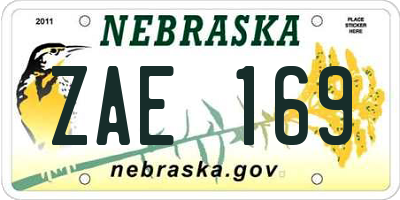 NE license plate ZAE169