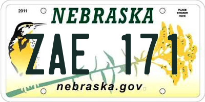 NE license plate ZAE171