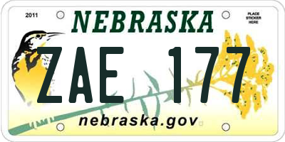 NE license plate ZAE177