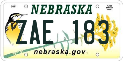 NE license plate ZAE183