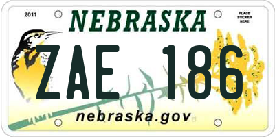 NE license plate ZAE186