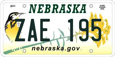 NE license plate ZAE195