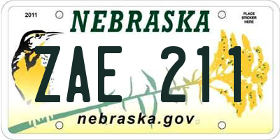 NE license plate ZAE211