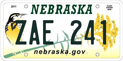 NE license plate ZAE241