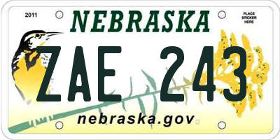 NE license plate ZAE243