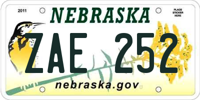NE license plate ZAE252