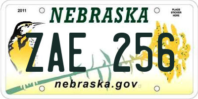 NE license plate ZAE256