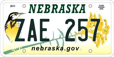NE license plate ZAE257