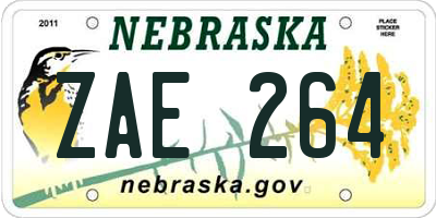 NE license plate ZAE264