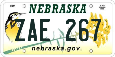 NE license plate ZAE267