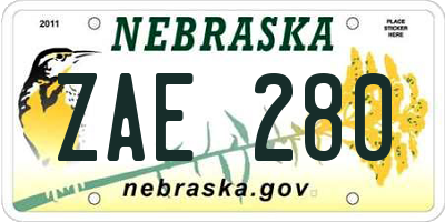 NE license plate ZAE280