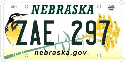 NE license plate ZAE297