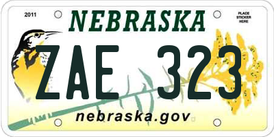 NE license plate ZAE323