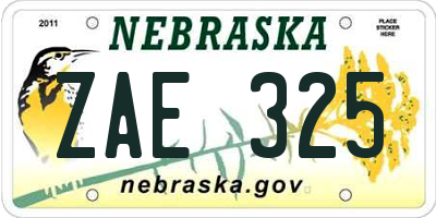NE license plate ZAE325