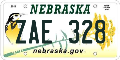 NE license plate ZAE328