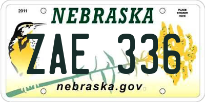 NE license plate ZAE336