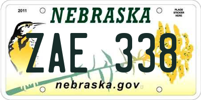 NE license plate ZAE338