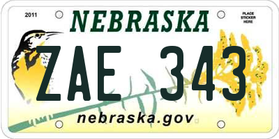 NE license plate ZAE343