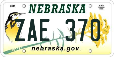 NE license plate ZAE370