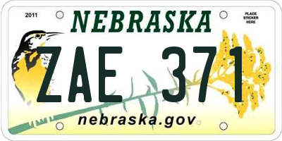 NE license plate ZAE371