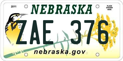NE license plate ZAE376