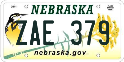 NE license plate ZAE379