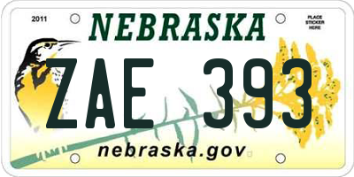 NE license plate ZAE393