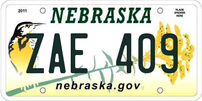NE license plate ZAE409