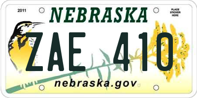 NE license plate ZAE410