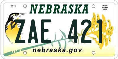 NE license plate ZAE421