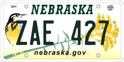 NE license plate ZAE427