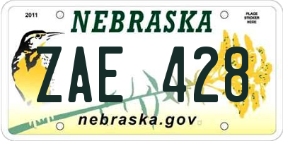 NE license plate ZAE428