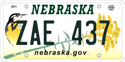 NE license plate ZAE437