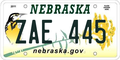 NE license plate ZAE445